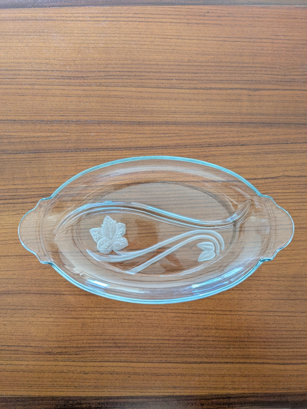 Vintage Anchor Hocking Satin Image Divided Oval Serving Tray